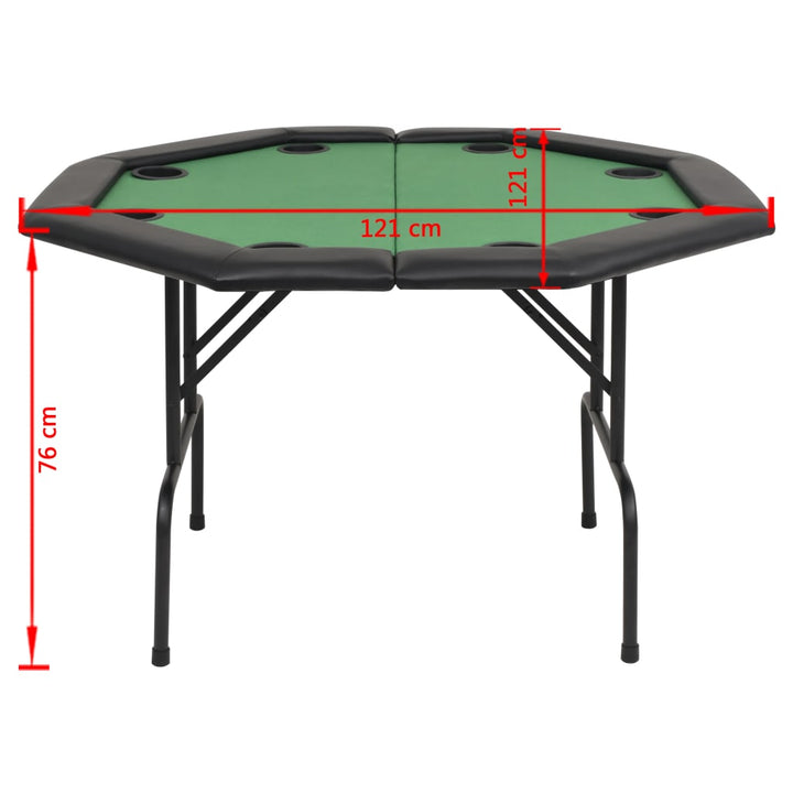 Masă Poker Pliabilă În Două Părți, 8 Jucători, Octogonal, Verde