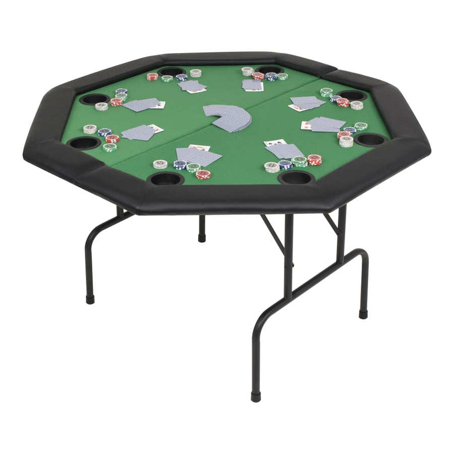 Masă Poker Pliabilă În Două Părți, 8 Jucători, Octogonal, Verde