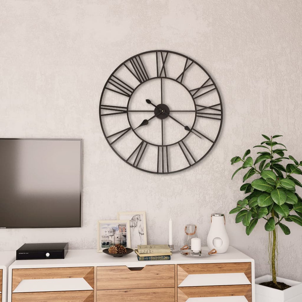 Ceas De Perete Vintage, Cu Cuarț, Lemn Și Metal, Xxl, 80 Cm