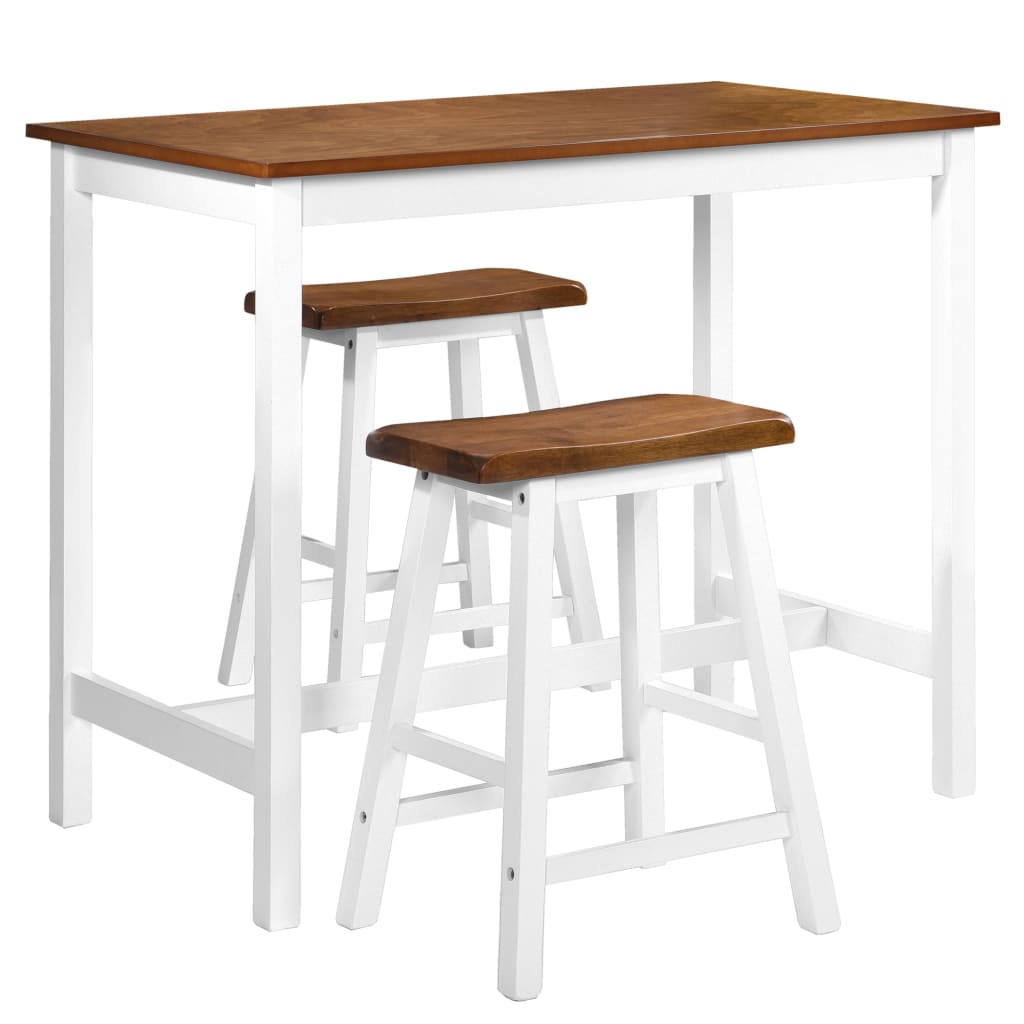 Set Mobilier Tip Bar, Masă Și Scaune, 3 Piese, Lemn Masiv
