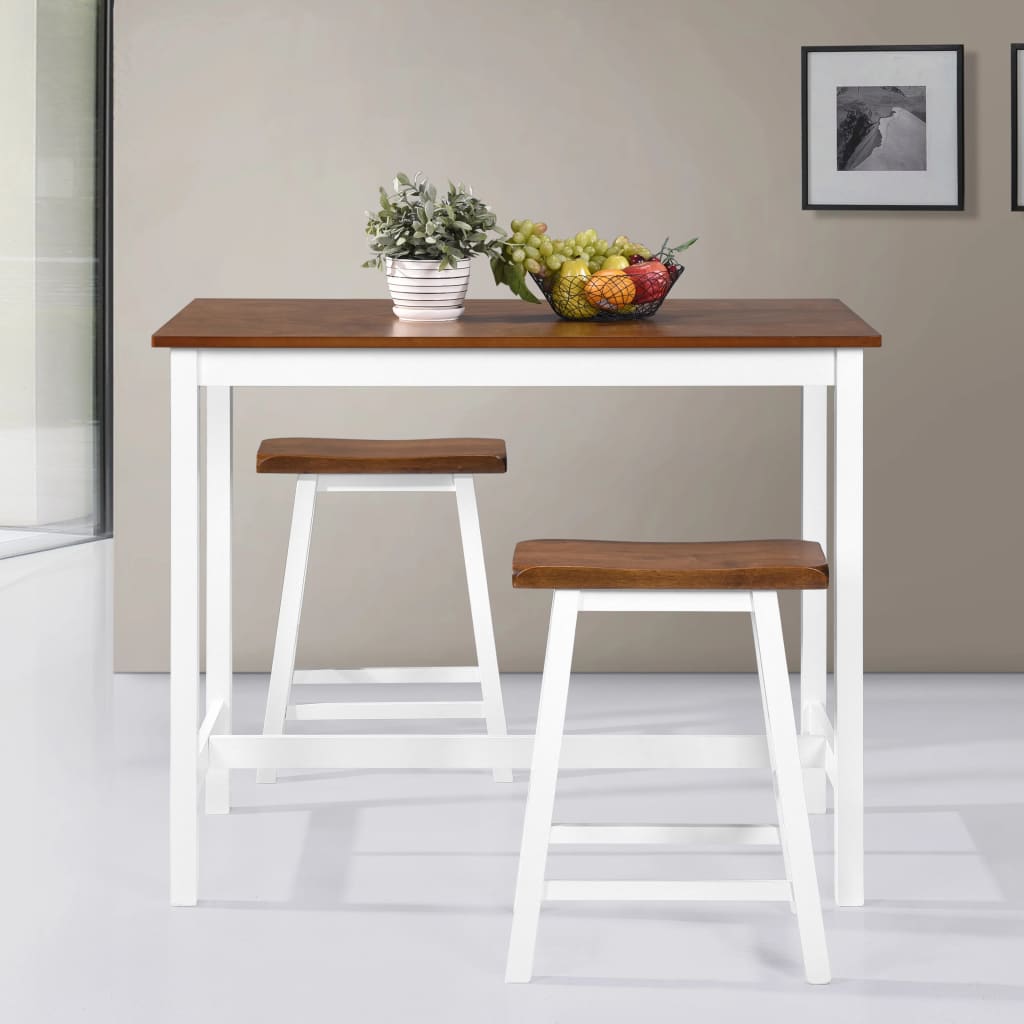 Set Mobilier Tip Bar, Masă Și Scaune, 3 Piese, Lemn Masiv