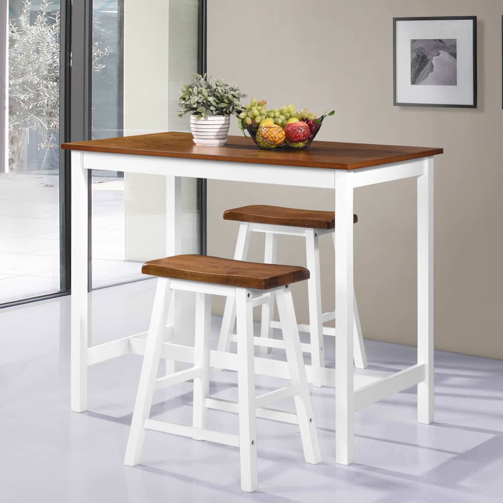 Set Mobilier Tip Bar, Masă Și Scaune, 3 Piese, Lemn Masiv