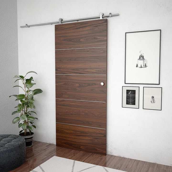 Set Piese Pentru Ușă Glisantă, Argintiu, 183 Cm Oțel Inoxidabil