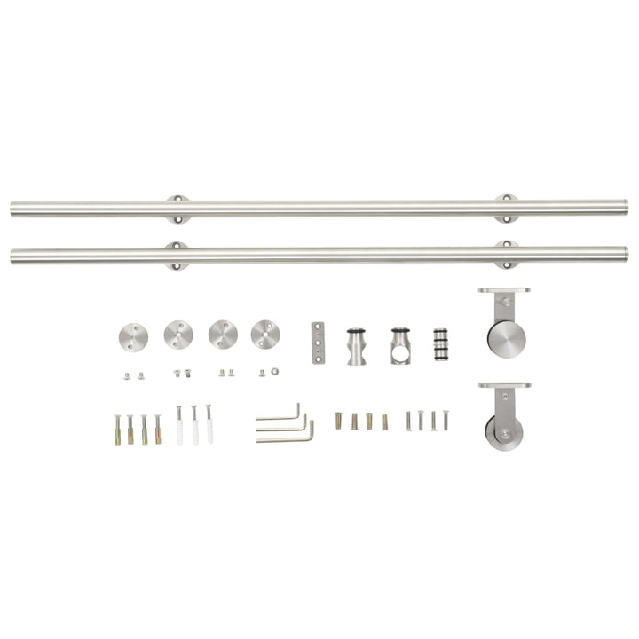 Set Piese Pentru Ușă Glisantă, Argintiu, 183 Cm Oțel Inoxidabil