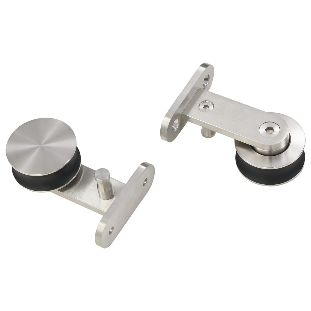 Set Piese Pentru Ușă Glisantă, Argintiu, 183 Cm Oțel Inoxidabil