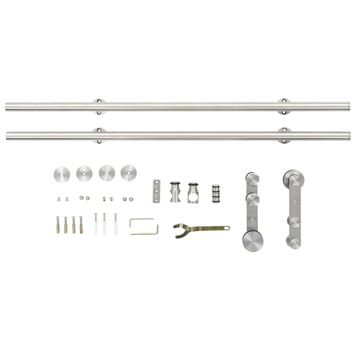 Set Piese Pentru Ușă Glisantă, Argintiu, 183 Cm Oțel Inoxidabil