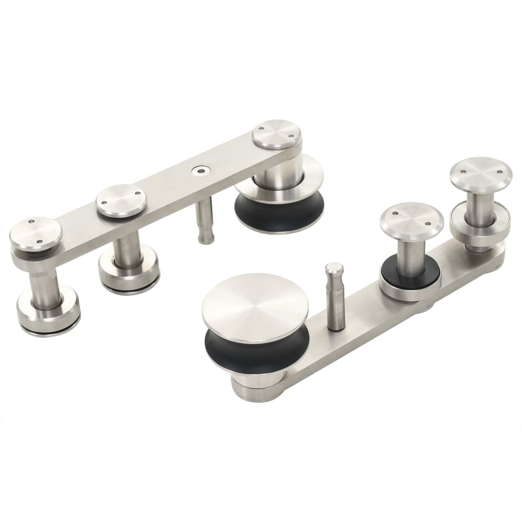 Set Piese Pentru Ușă Glisantă, Argintiu, 183 Cm Oțel Inoxidabil