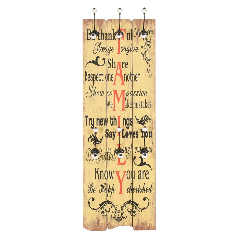 Cuier De Perete Cu 6 Cârlige Family, 120 X 40 Cm