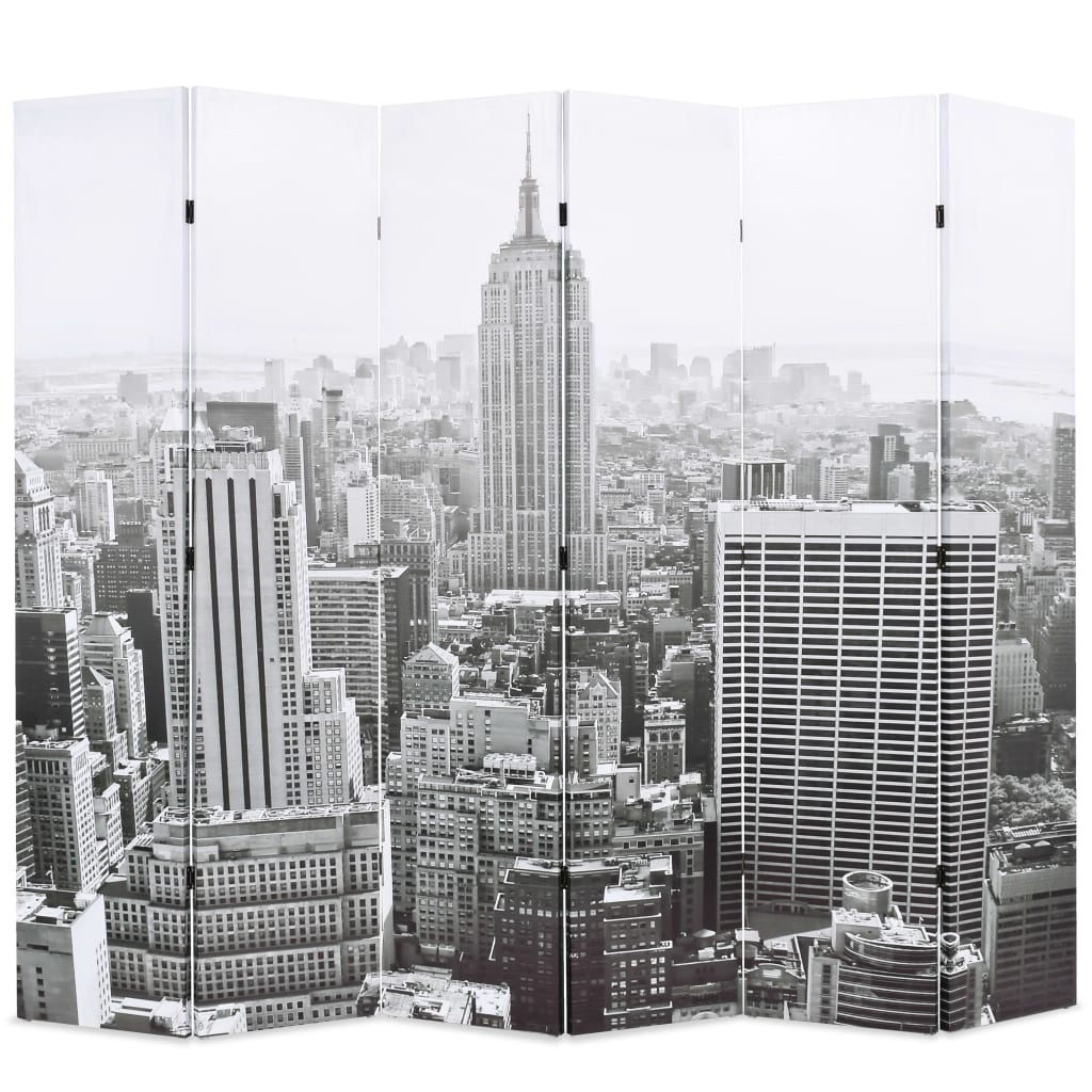 Paravan Cameră Pliabil, , New York Pe Zi, Alb/Negru