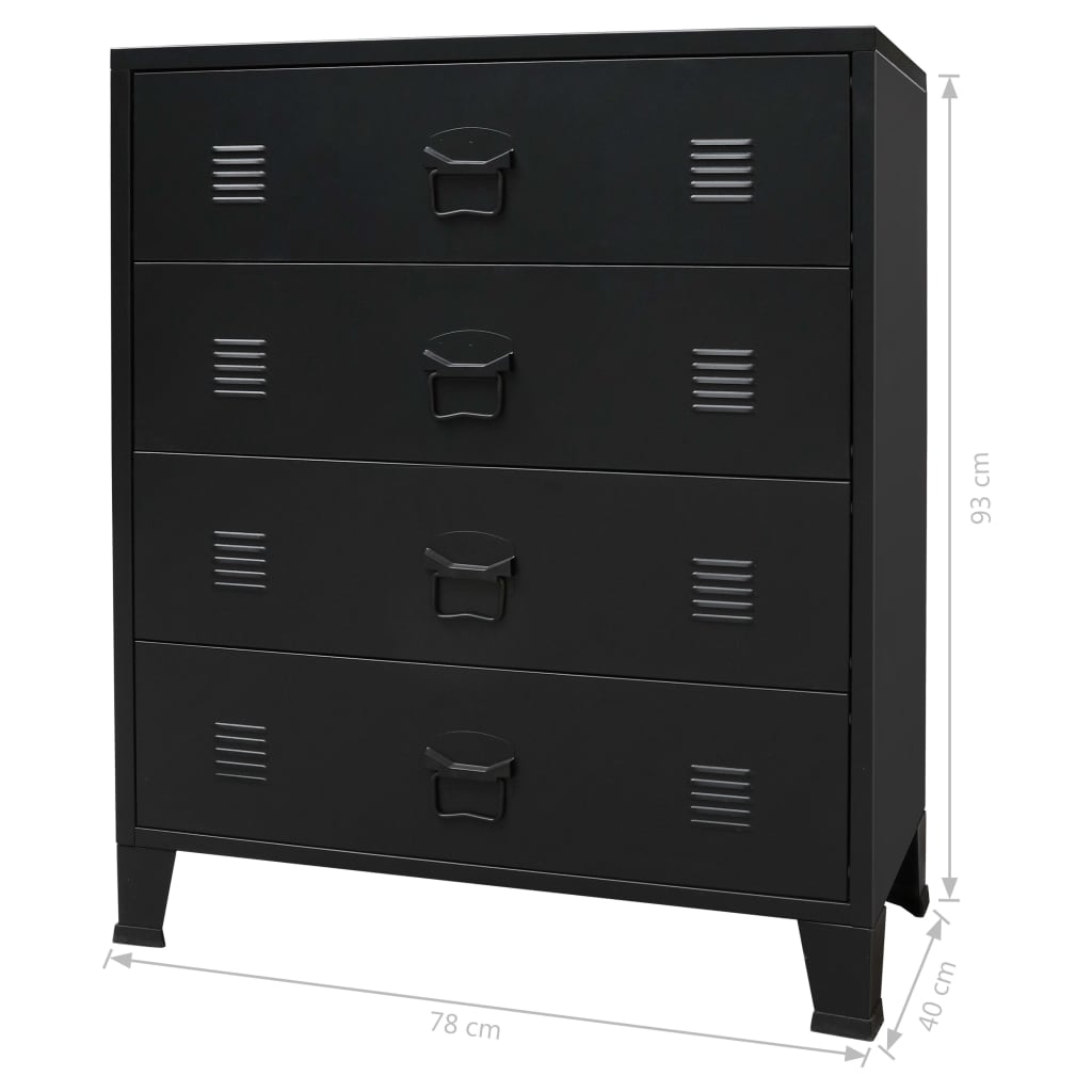Comodă Sertare, Metal, Stil Industrial, 78X40X93 Cm,