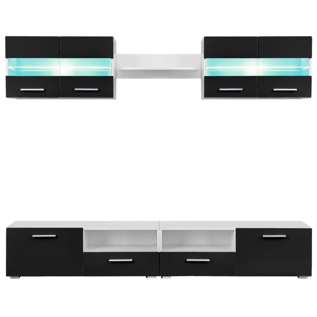 Mobilier Sufragerie, Spațiu Tv 5 Piese, Lumini Led Lucios