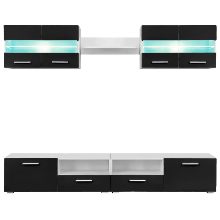 Mobilier Sufragerie, Spațiu Tv 5 Piese, Lumini Led Lucios
