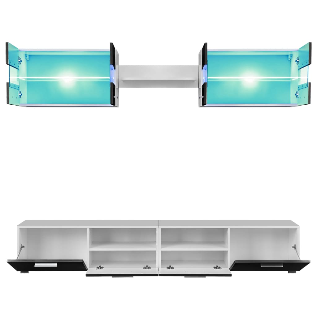 Mobilier Sufragerie, Spațiu Tv 5 Piese, Lumini Led Lucios