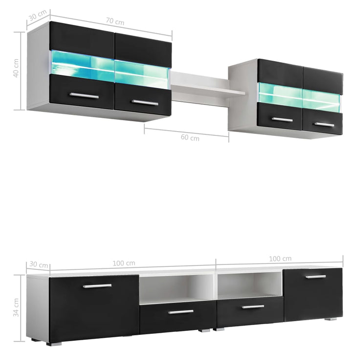 Mobilier Sufragerie, Spațiu Tv 5 Piese, Lumini Led Lucios