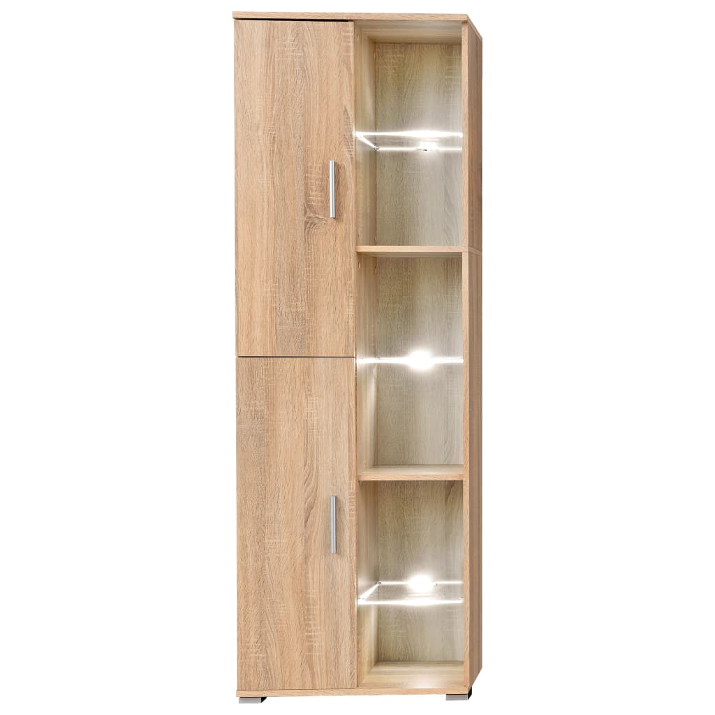 Mobilă De Perete Cu Spațiu Tv, Iluminare Led, Sonoma