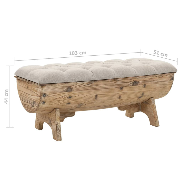 Bancă Depozitare, Lemn Masiv Și Material Textil 103X51X44 Cm