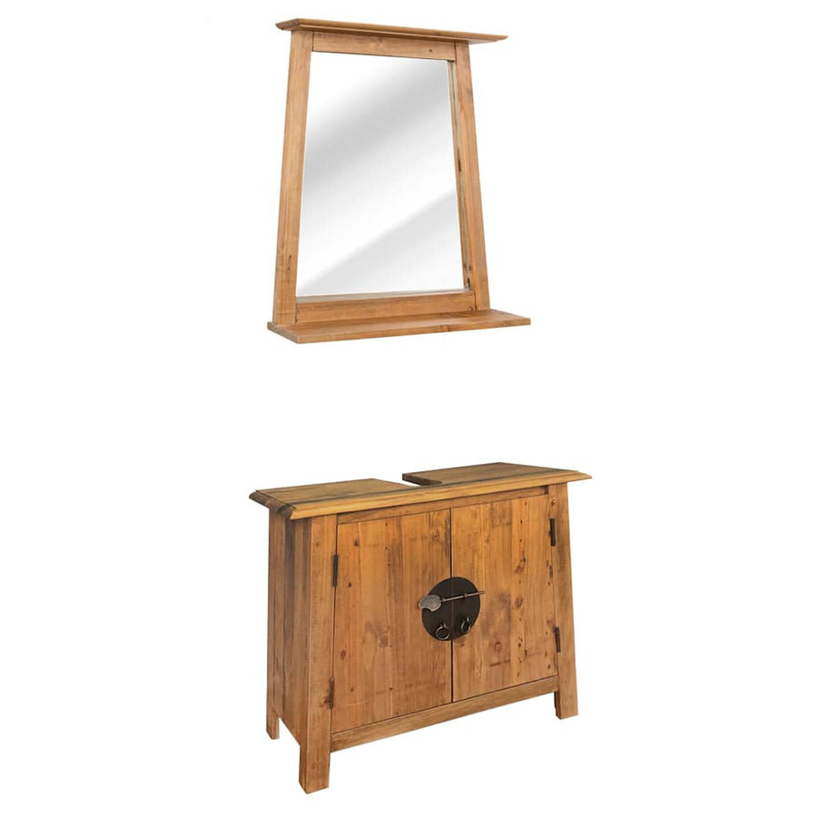 Set Mobilier De Baie, Lemn Masiv De Pin