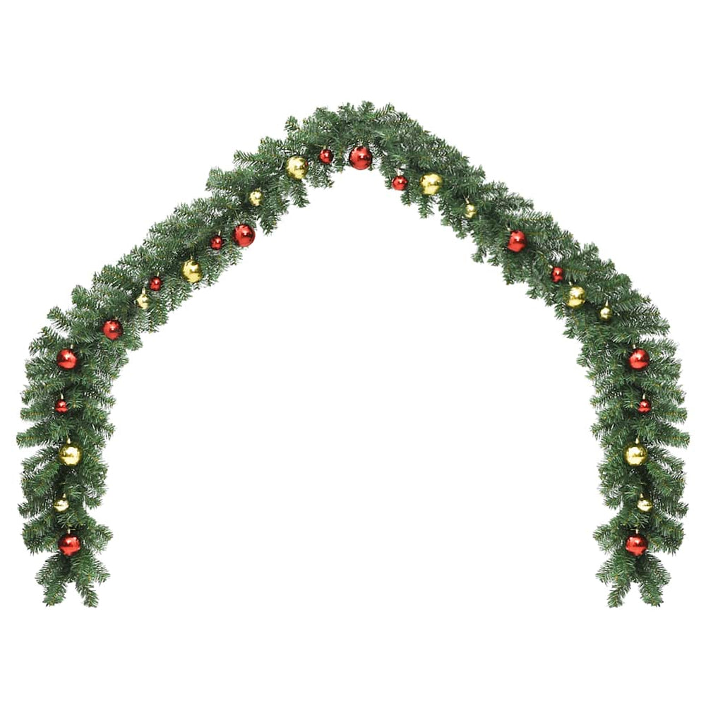 Ghirlandă De Crăciun Decorată Cu Globuri Și Lumini Led,