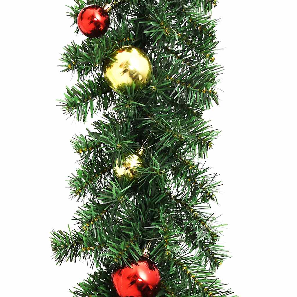 Ghirlandă De Crăciun Decorată Cu Globuri Și Lumini Led,