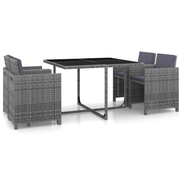 Set Mobilier De Exterior Cu Perne, 5 Piese, , Poliratan