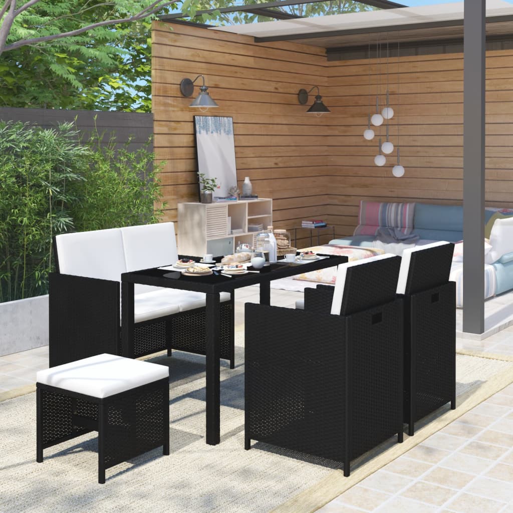 Set Mobilier De Exterior Cu Perne, 6 Piese, , Poliratan