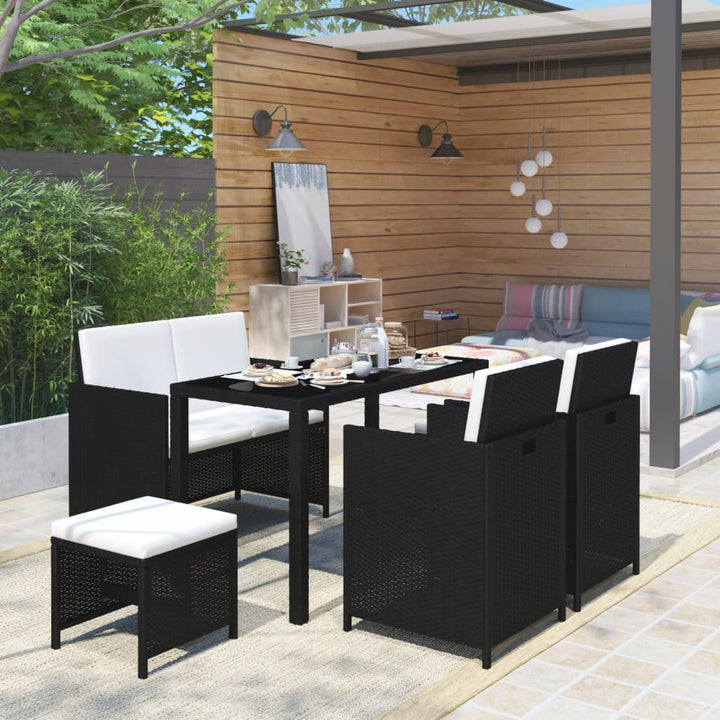 Set Mobilier De Exterior Cu Perne, 6 Piese, , Poliratan