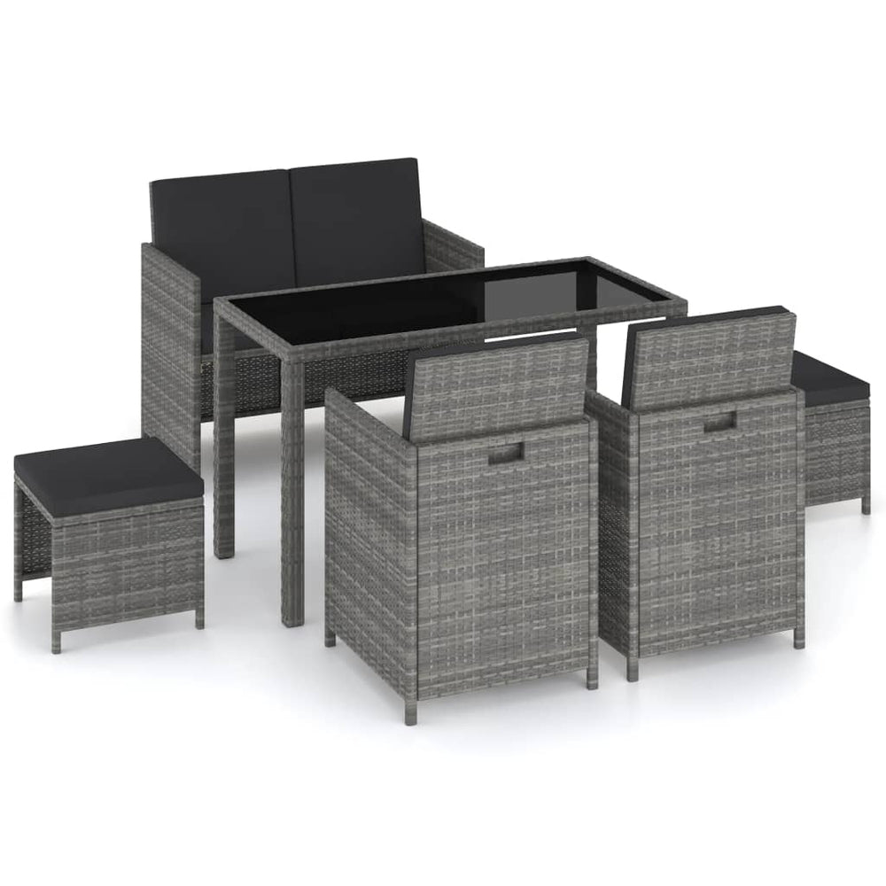 Set Mobilier De Exterior Cu Perne, 6 Piese, , Poliratan