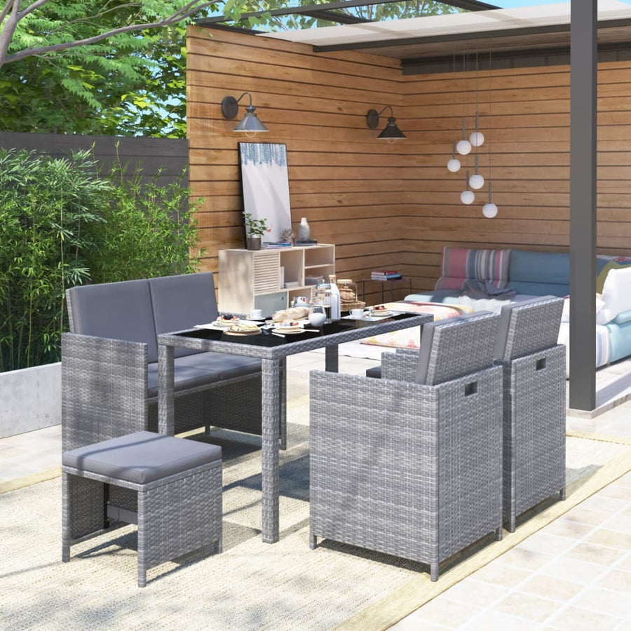 Set Mobilier De Exterior Cu Perne, 6 Piese, , Poliratan