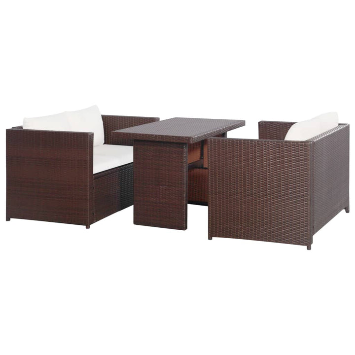 Vixl Set Mobilier Bistro Cu Perne, 3 Piese, , Poliratan