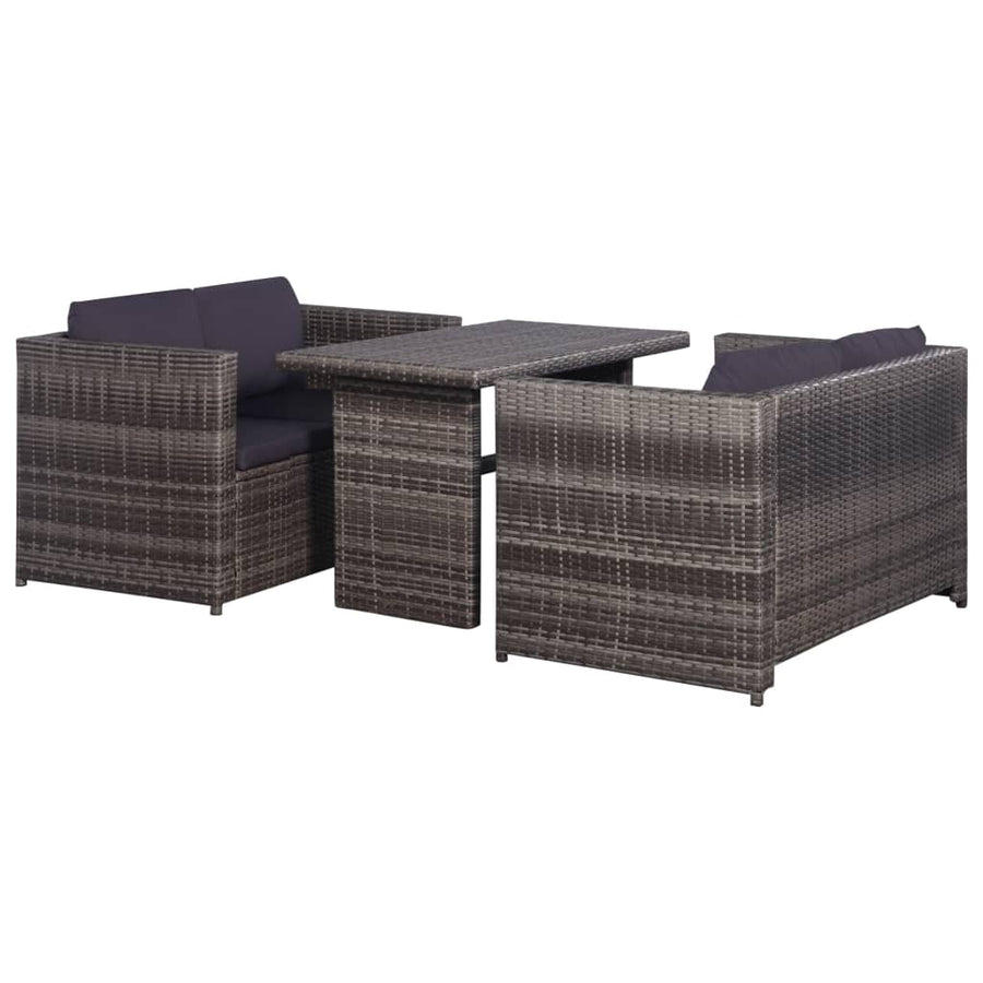 Vixl Set Mobilier Bistro Cu Perne, 3 Piese, , Poliratan