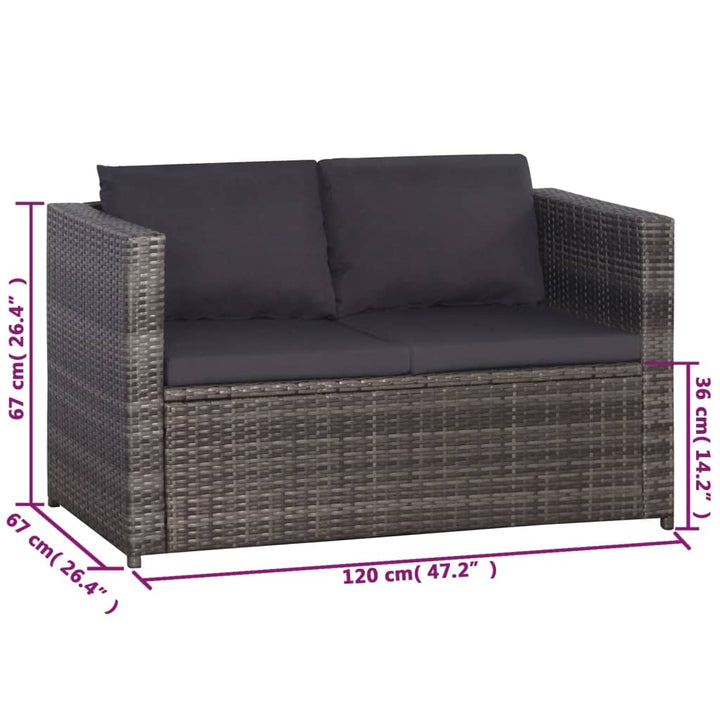 Vixl Set Mobilier Bistro Cu Perne, 3 Piese, , Poliratan