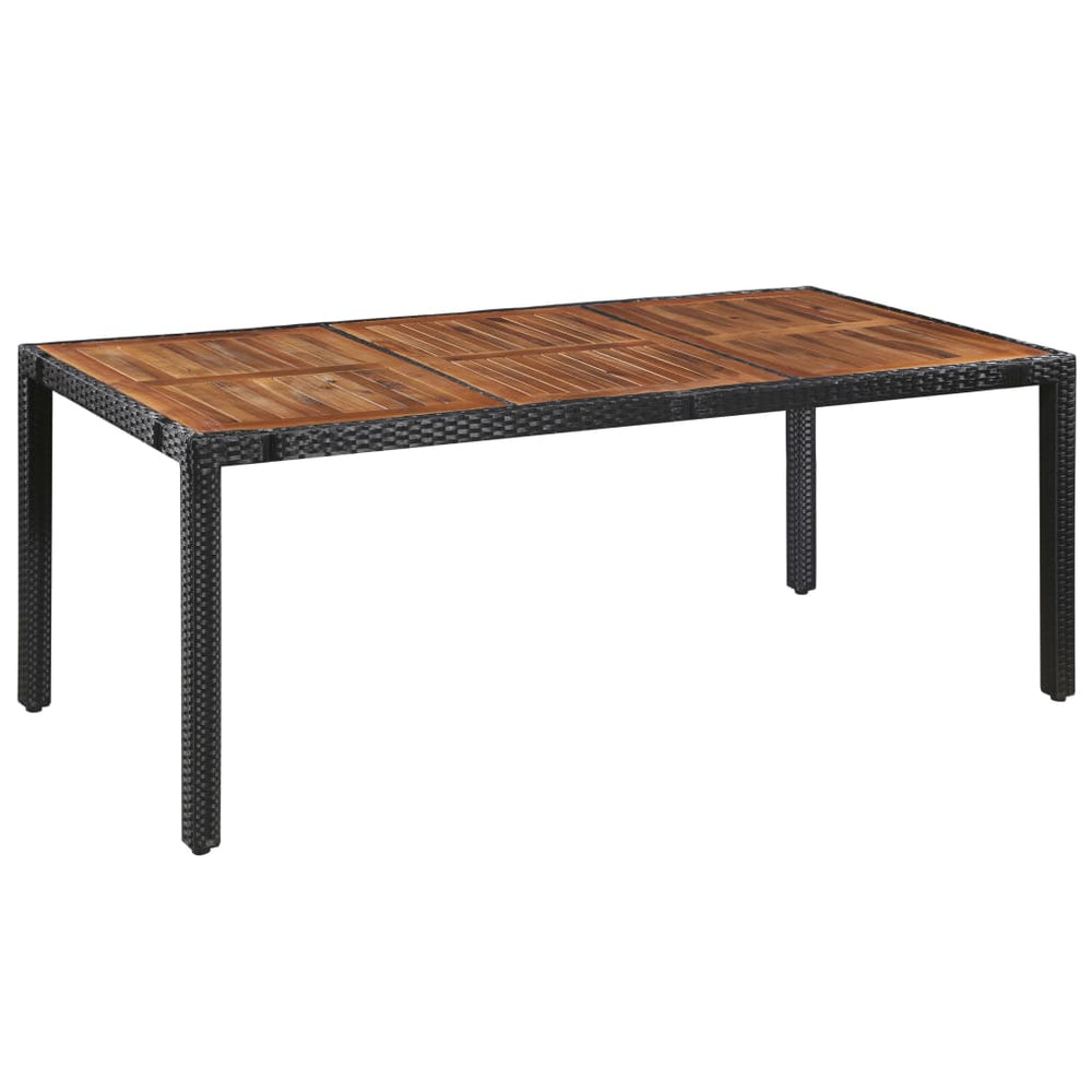 Set Mobilier De Exterior, 9 Piese Negru, Poliratan, Lemn Acacia