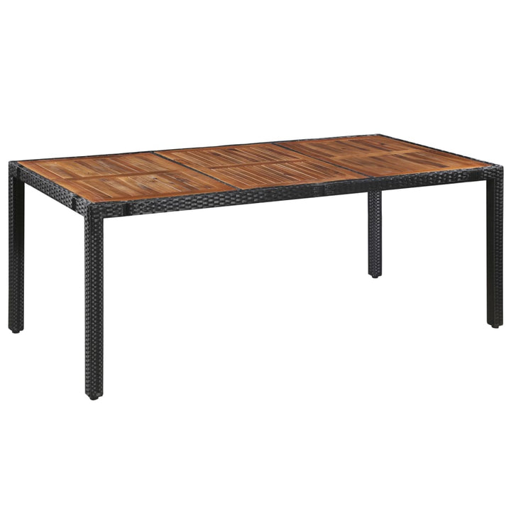 Set Mobilier De Exterior, 9 Piese Negru, Poliratan, Lemn Acacia