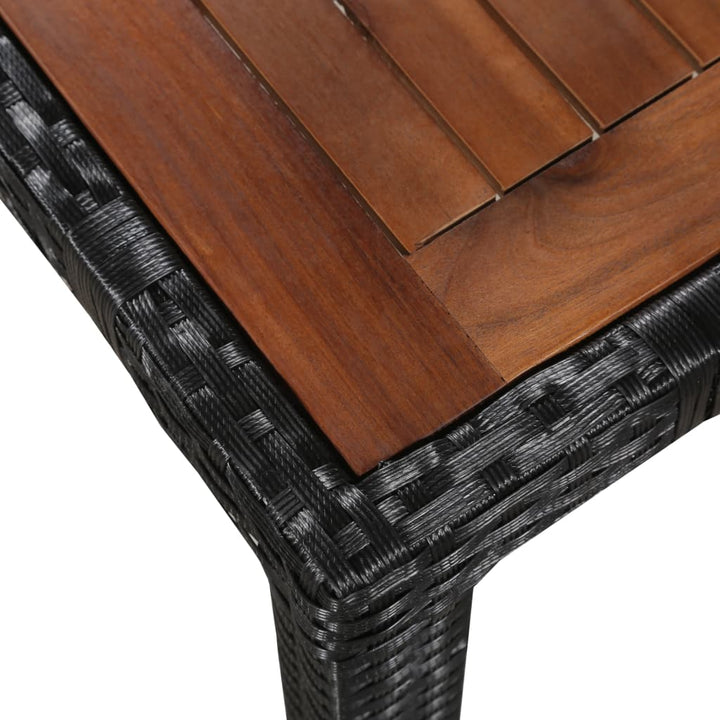 Set Mobilier De Exterior, 9 Piese Negru, Poliratan, Lemn Acacia