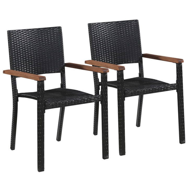Scaune De Exterior, 2 Buc., Negru, Poliratan