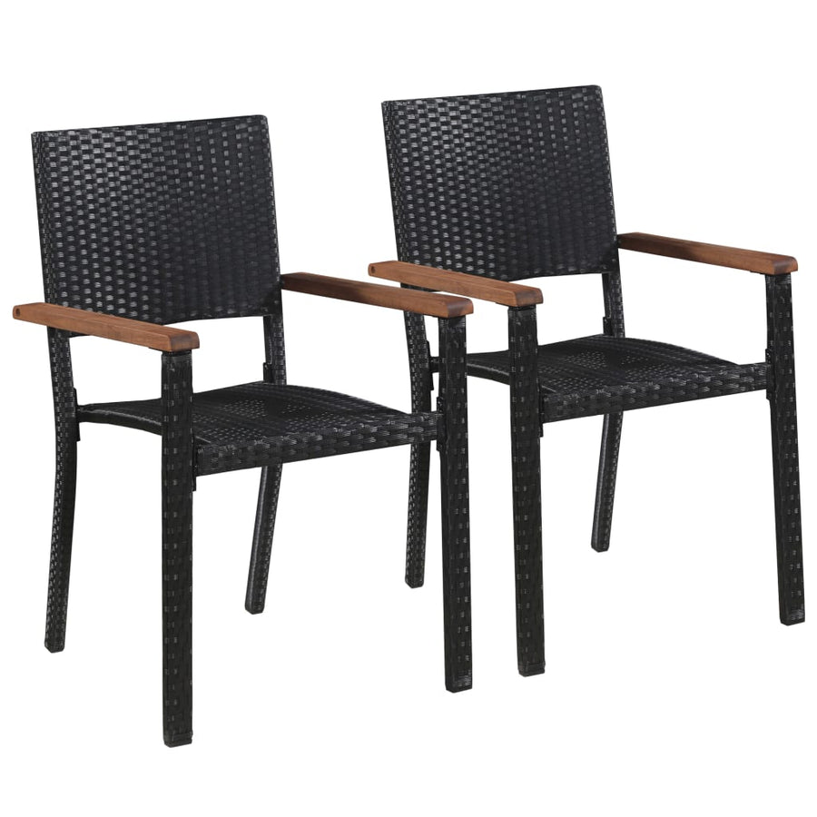 Scaune De Exterior, 2 Buc., Negru, Poliratan