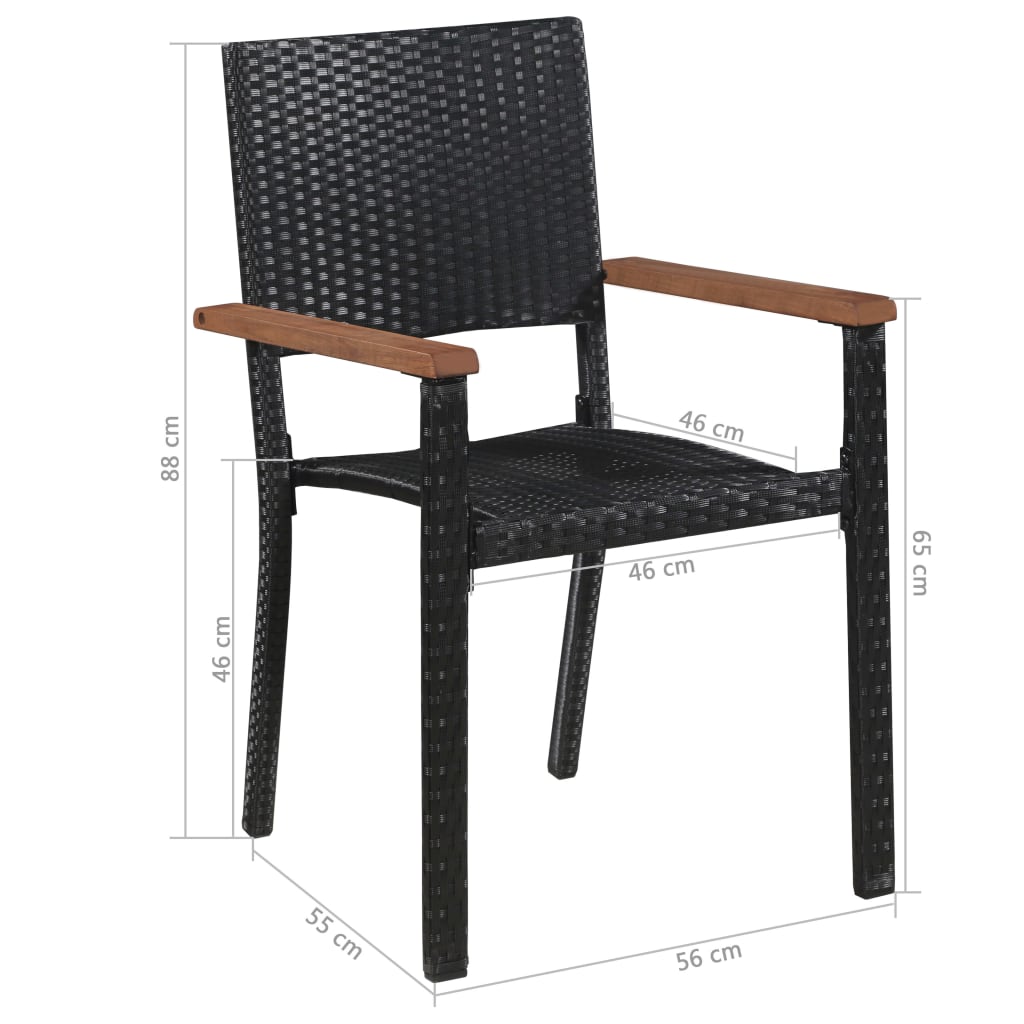 Scaune De Exterior, 2 Buc., Negru, Poliratan
