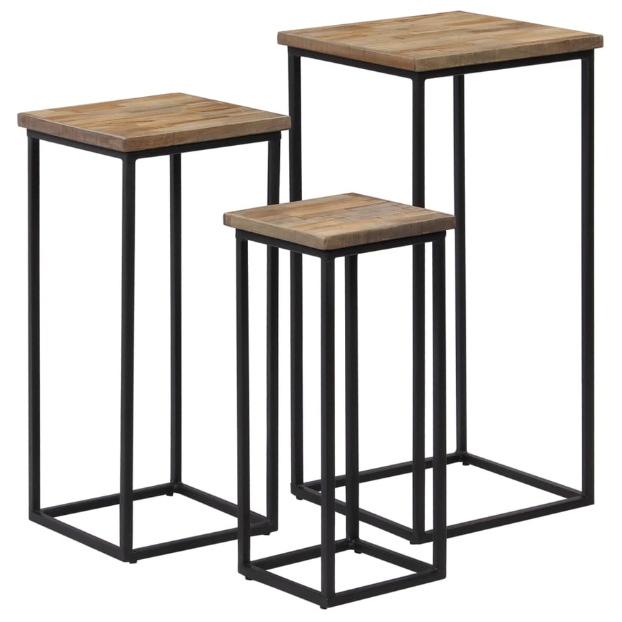 Set De Masă Cu Plante Din 3 Piese, Lemn De Tec Reciclat