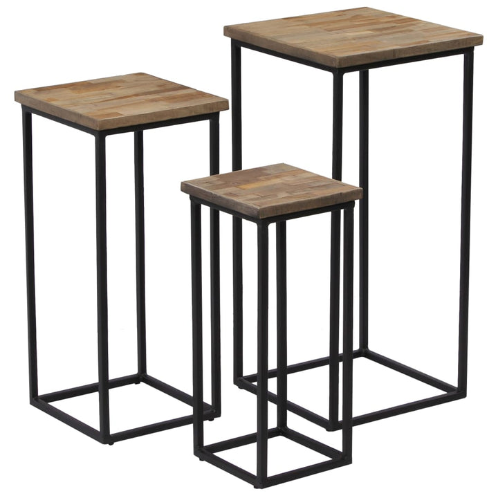 Set De Masă Cu Plante Din 3 Piese, Lemn De Tec Reciclat