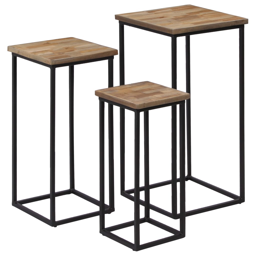 Set De Masă Cu Plante Din 3 Piese, Lemn De Tec Reciclat