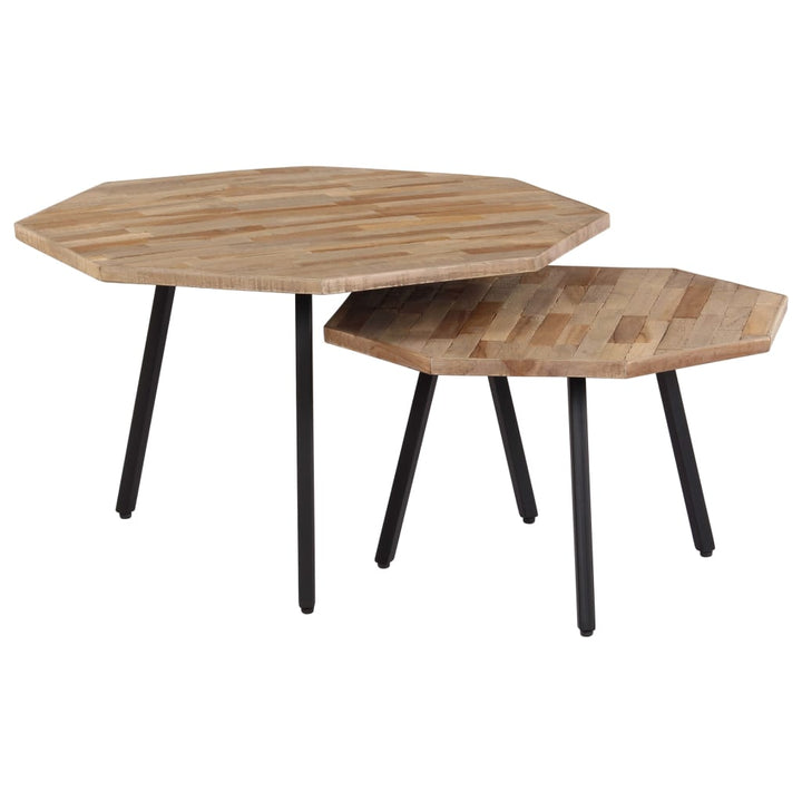 Set Măsuțe De Cafea, 2 Piese, Lemn De Tec Reciclat, Hexagon