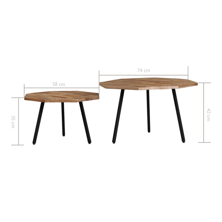 Set Măsuțe De Cafea, 2 Piese, Lemn De Tec Reciclat, Hexagon