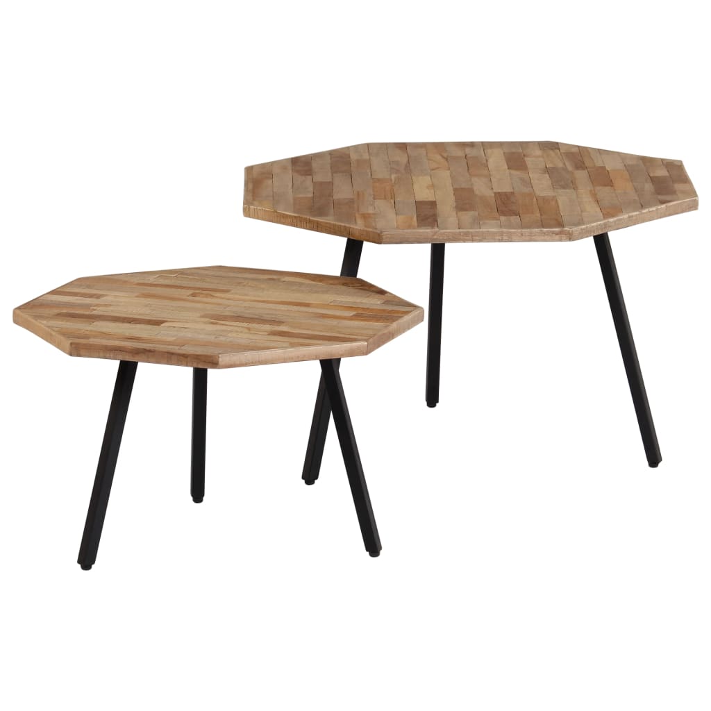Set Măsuțe De Cafea, 2 Piese, Lemn De Tec Reciclat, Hexagon