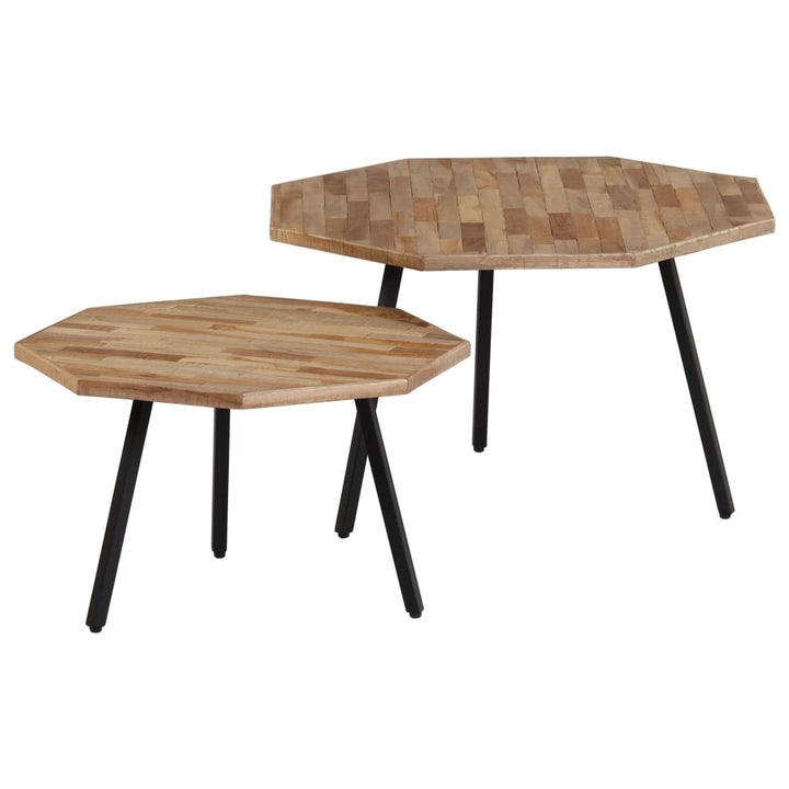 Set Măsuțe De Cafea, 2 Piese, Lemn De Tec Reciclat, Hexagon