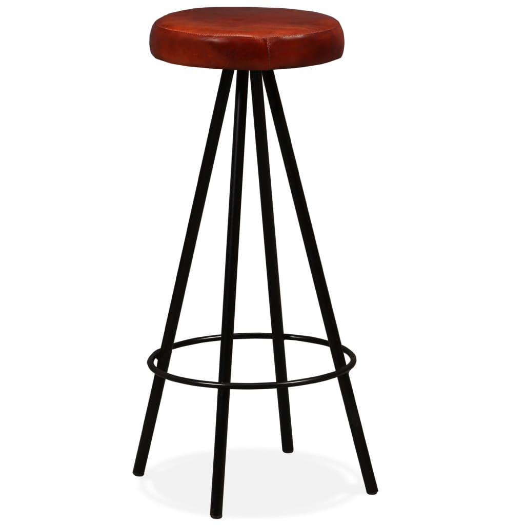 Set Mobilier Bar, 3 Piese Lemn Masiv Reciclat Și Piele Naturală