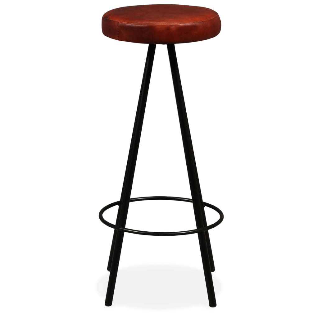 Set Mobilier Bar, 3 Piese Lemn Masiv Reciclat Și Piele Naturală