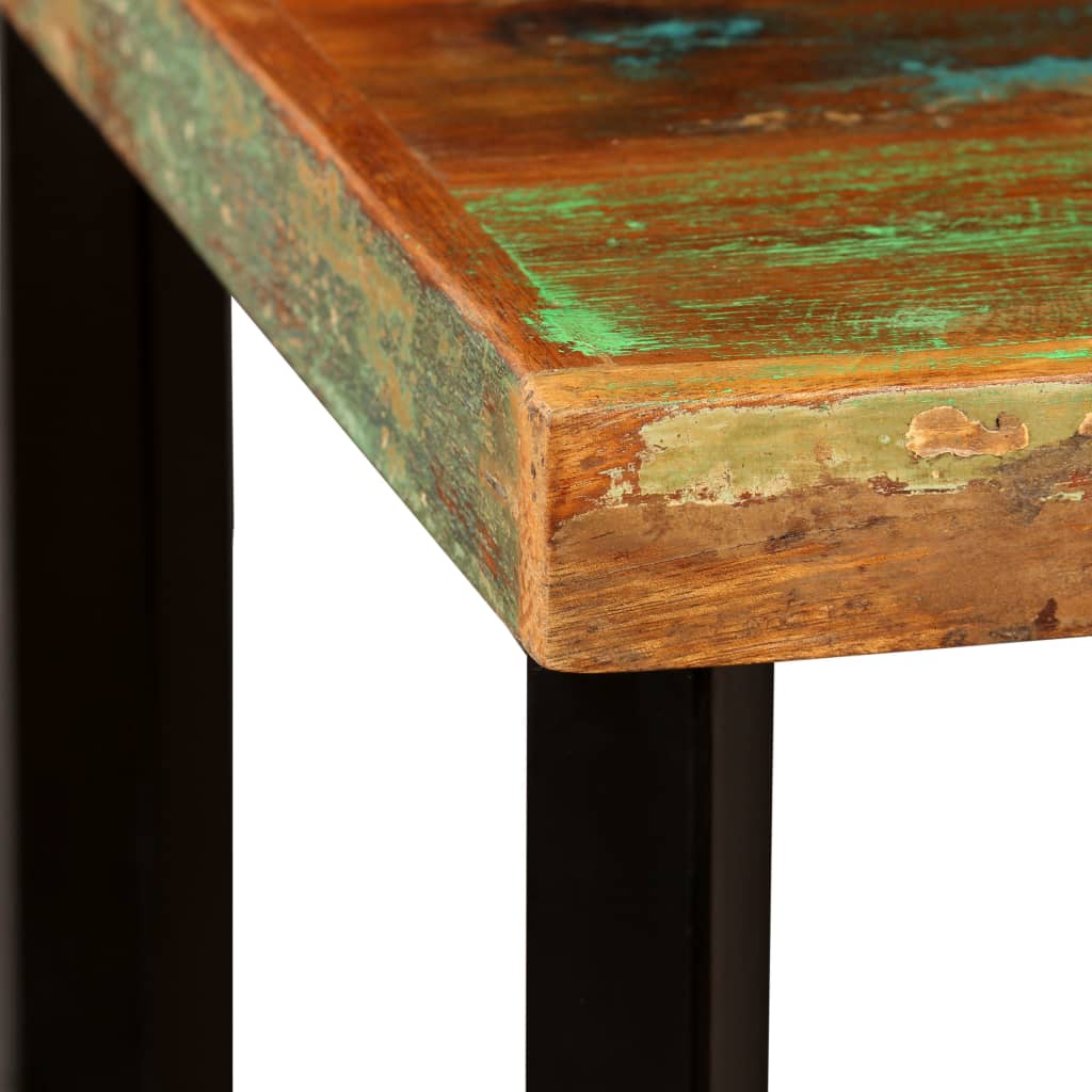 Set Mobilier Bar, 3 Piese Lemn Masiv Reciclat Și Piele Naturală