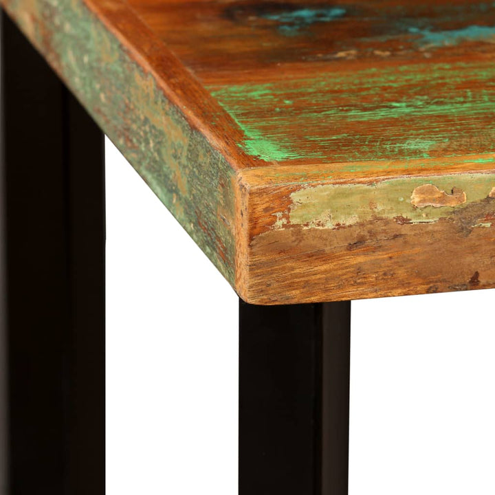 Set Mobilier Bar, 3 Piese Lemn Masiv Reciclat Și Piele Naturală