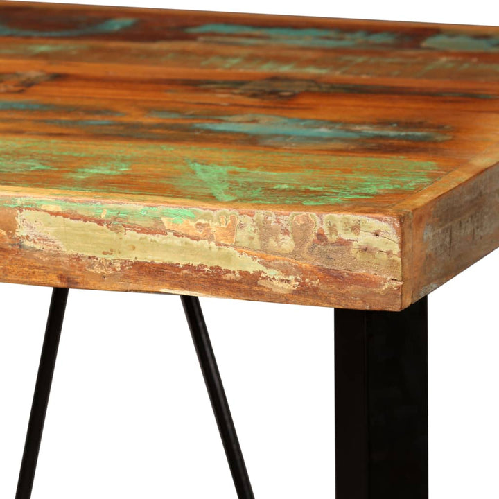 Set Mobilier Bar, 3 Piese Lemn Masiv Reciclat Și Piele Naturală