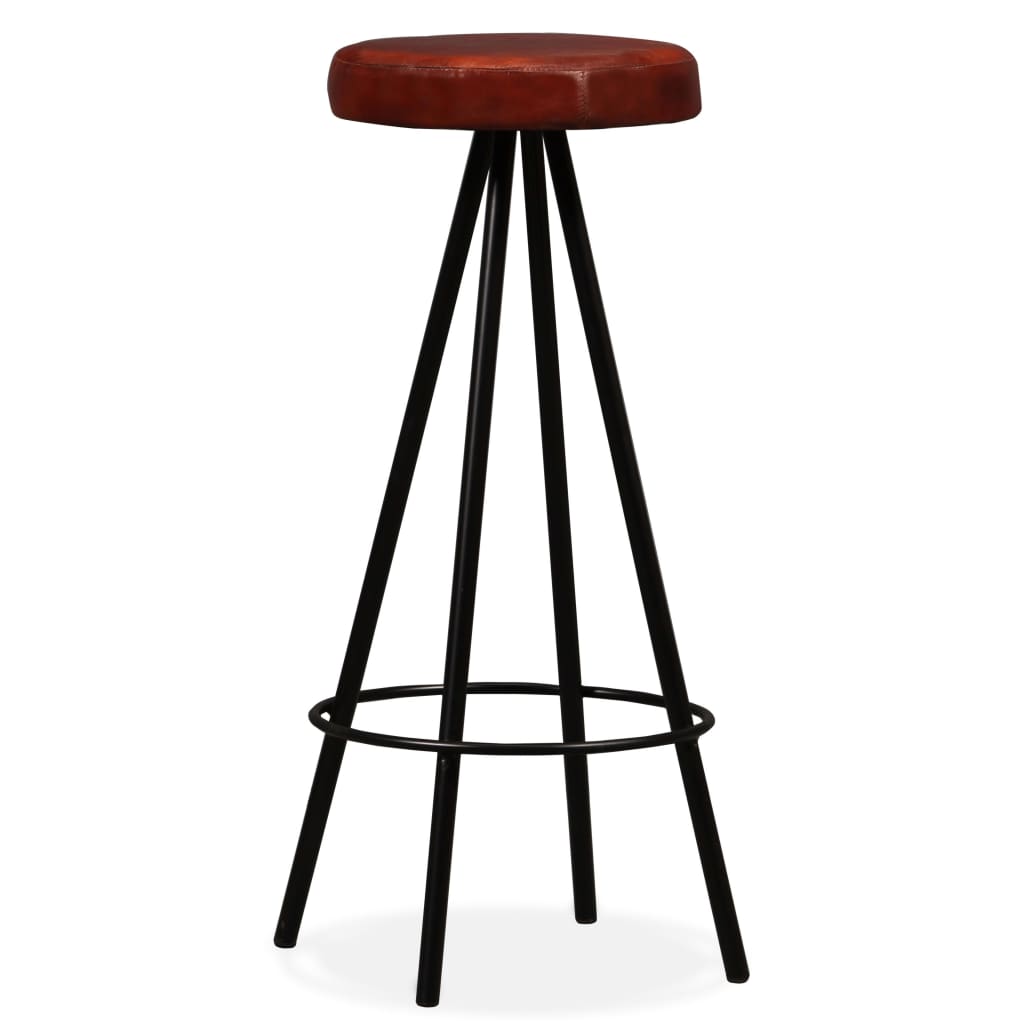 Set Mobilier Bar, 3 Piese Lemn Masiv Reciclat Și Piele Naturală